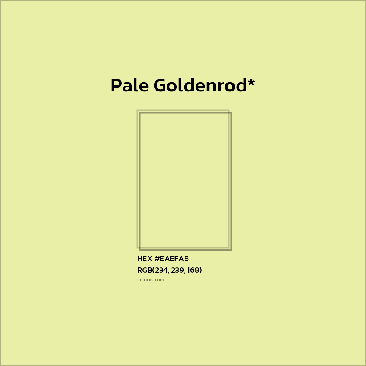 #EAEFA8 hex color. RGB, RYB, CMYK, HSL, HSV codes and color conversions. Matching color names, palettes, paints.