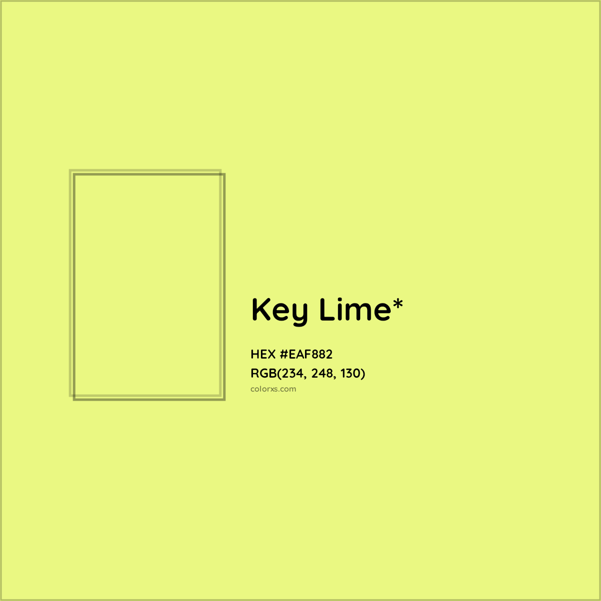 #EAF882 hex color. RGB, RYB, CMYK, HSL, HSV codes and color conversions. Matching color names, palettes, paints.