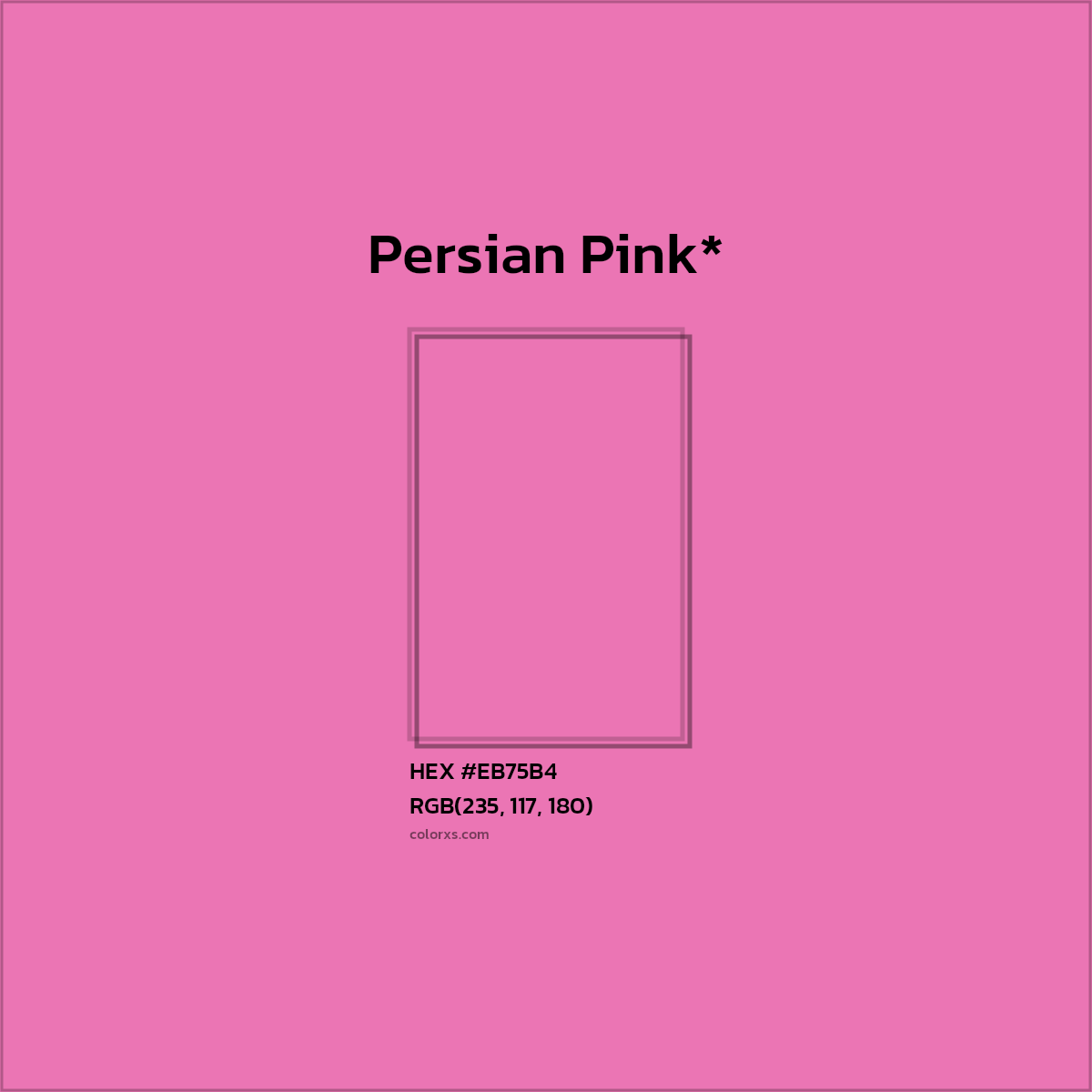 #EB75B4 hex color. RGB, RYB, CMYK, HSL, HSV codes and color conversions. Matching color names, palettes, paints.