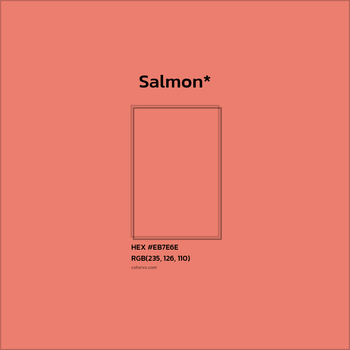 #EB7E6E hex color. RGB, RYB, CMYK, HSL, HSV codes and color conversions. Matching color names, palettes, paints.