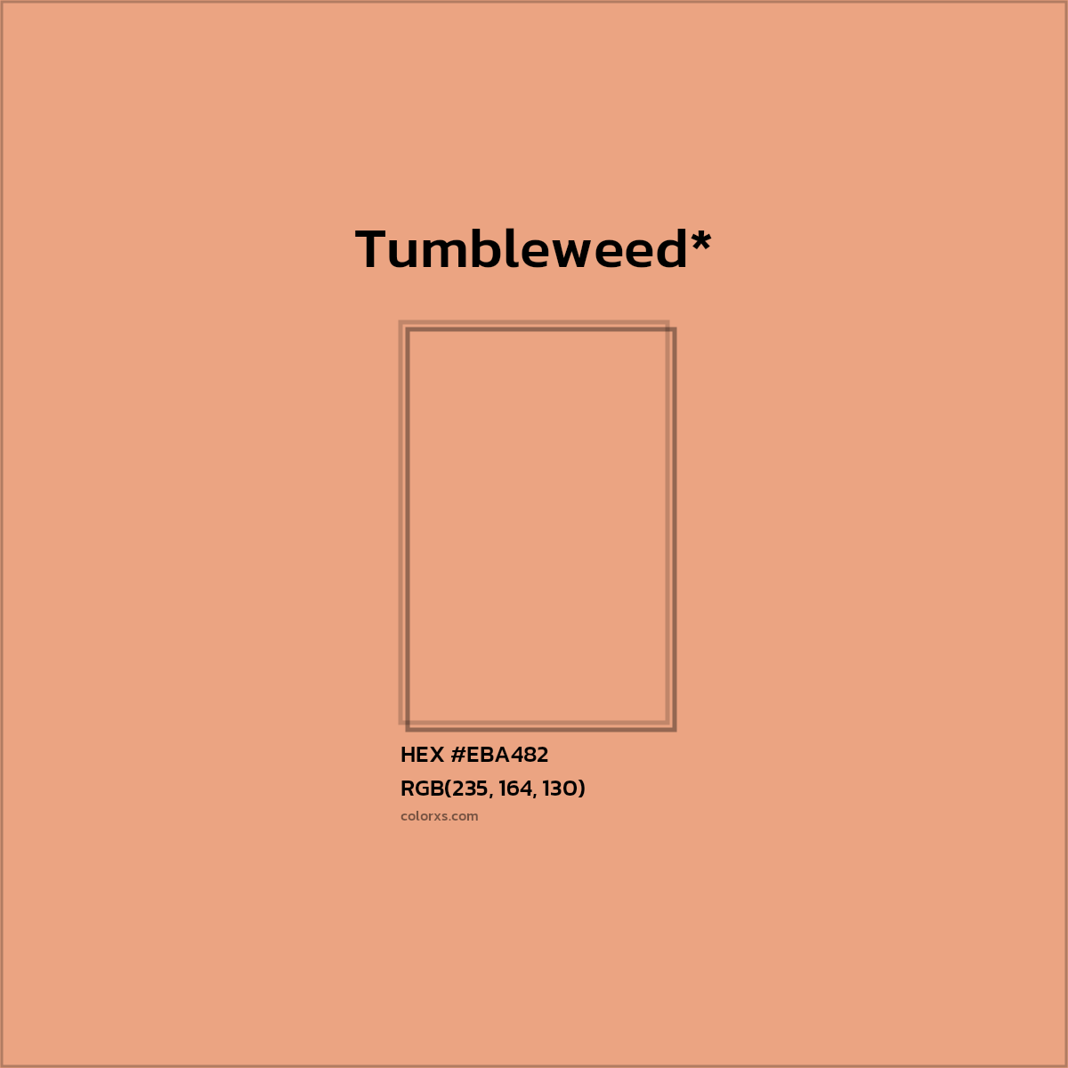 #EBA482 hex color. RGB, RYB, CMYK, HSL, HSV codes and color conversions. Matching color names, palettes, paints.