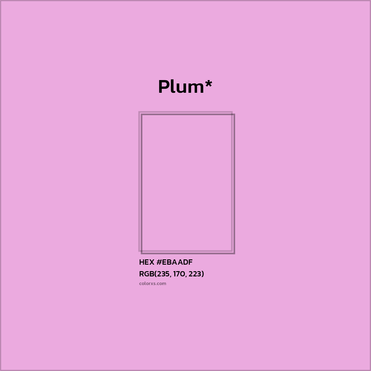 #EBAADF hex color. RGB, RYB, CMYK, HSL, HSV codes and color conversions. Matching color names, palettes, paints.