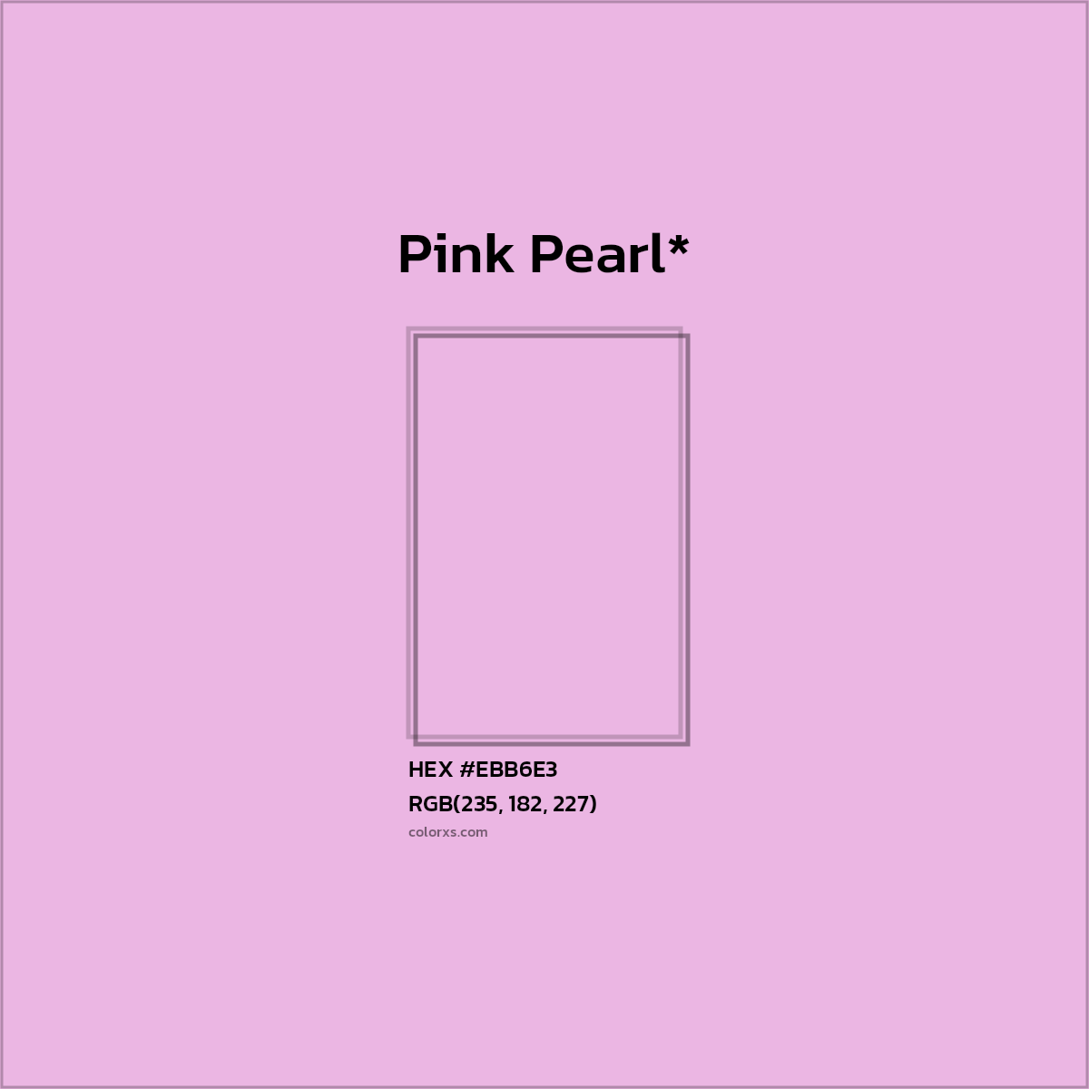 #EBB6E3 hex color. RGB, RYB, CMYK, HSL, HSV codes and color conversions. Matching color names, palettes, paints.