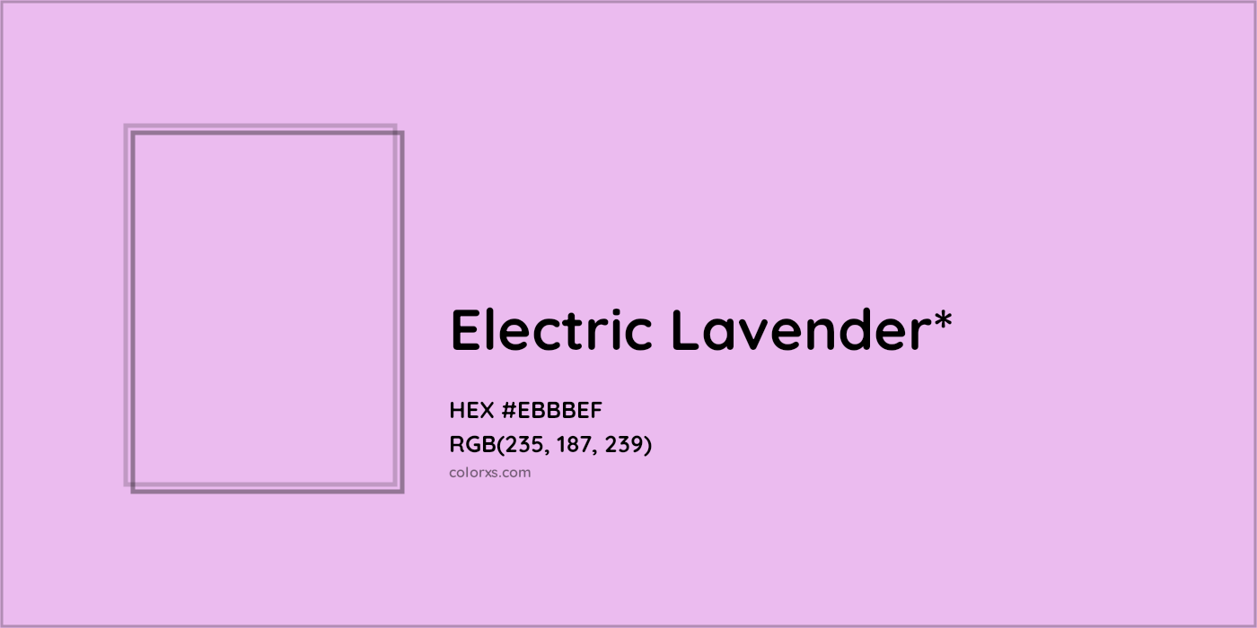 #EBBBEF hex color. RGB, RYB, CMYK, HSL, HSV codes and color conversions. Matching color names, palettes, paints.