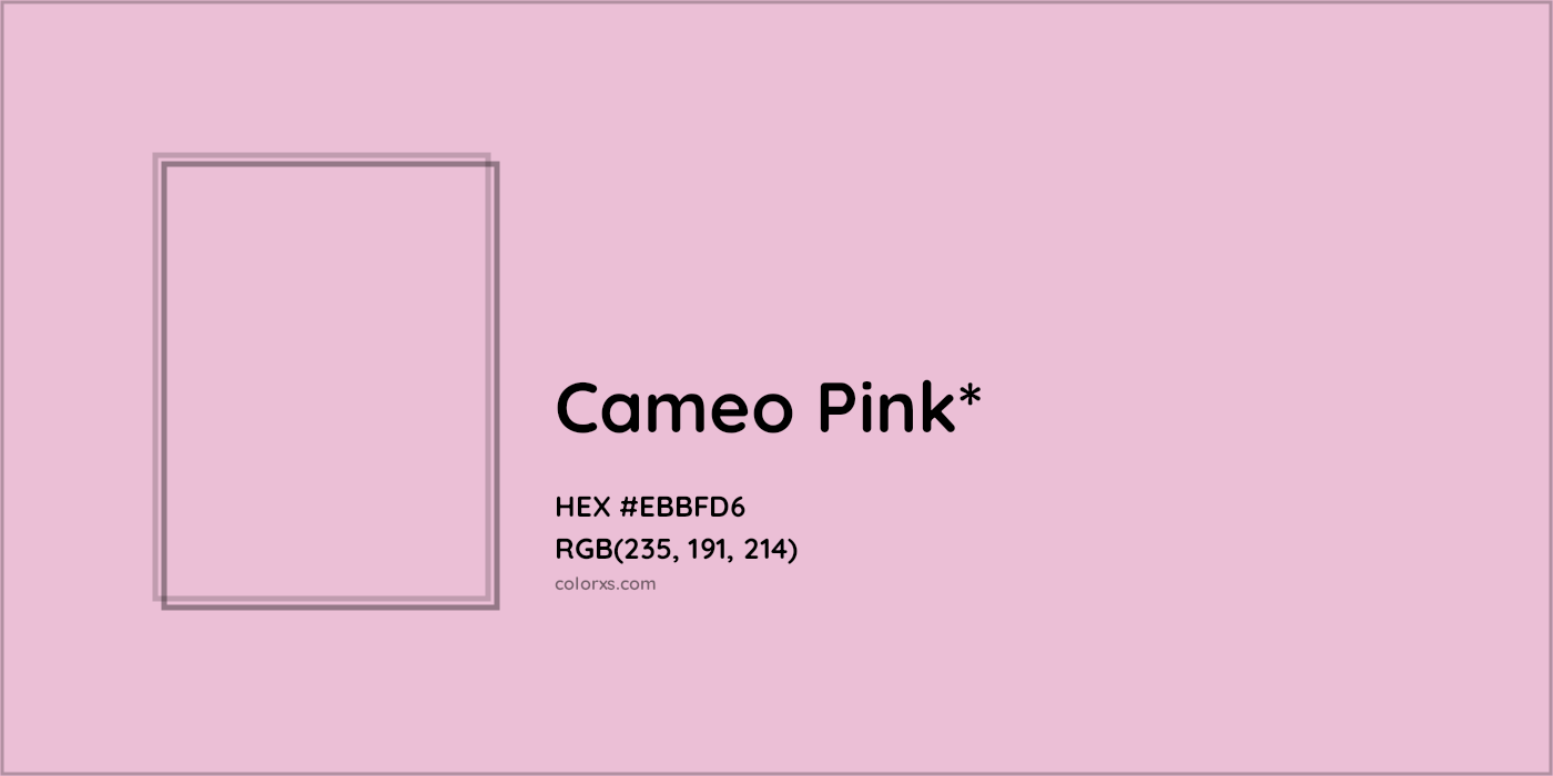 #EBBFD6 hex color. RGB, RYB, CMYK, HSL, HSV codes and color conversions. Matching color names, palettes, paints.