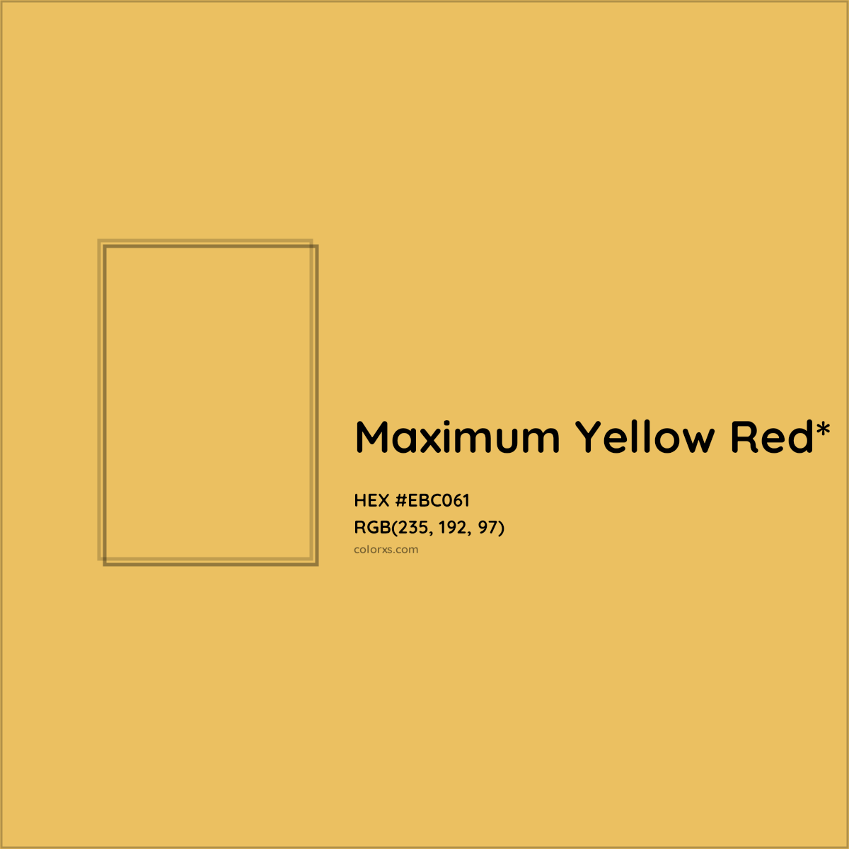 #EBC061 hex color. RGB, RYB, CMYK, HSL, HSV codes and color conversions. Matching color names, palettes, paints.