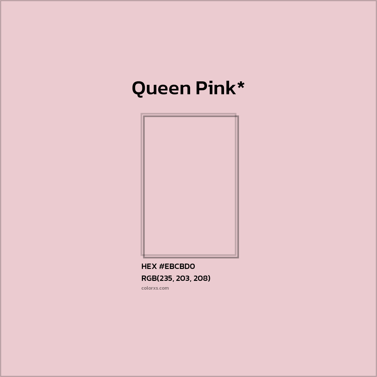 #EBCBD0 hex color. RGB, RYB, CMYK, HSL, HSV codes and color conversions. Matching color names, palettes, paints.
