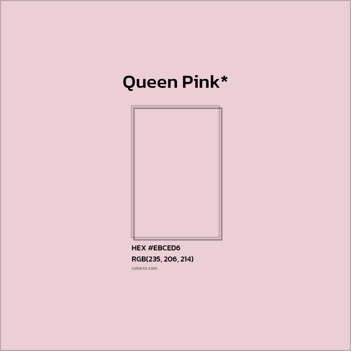 #EBCED6 hex color. RGB, RYB, CMYK, HSL, HSV codes and color conversions. Matching color names, palettes, paints.