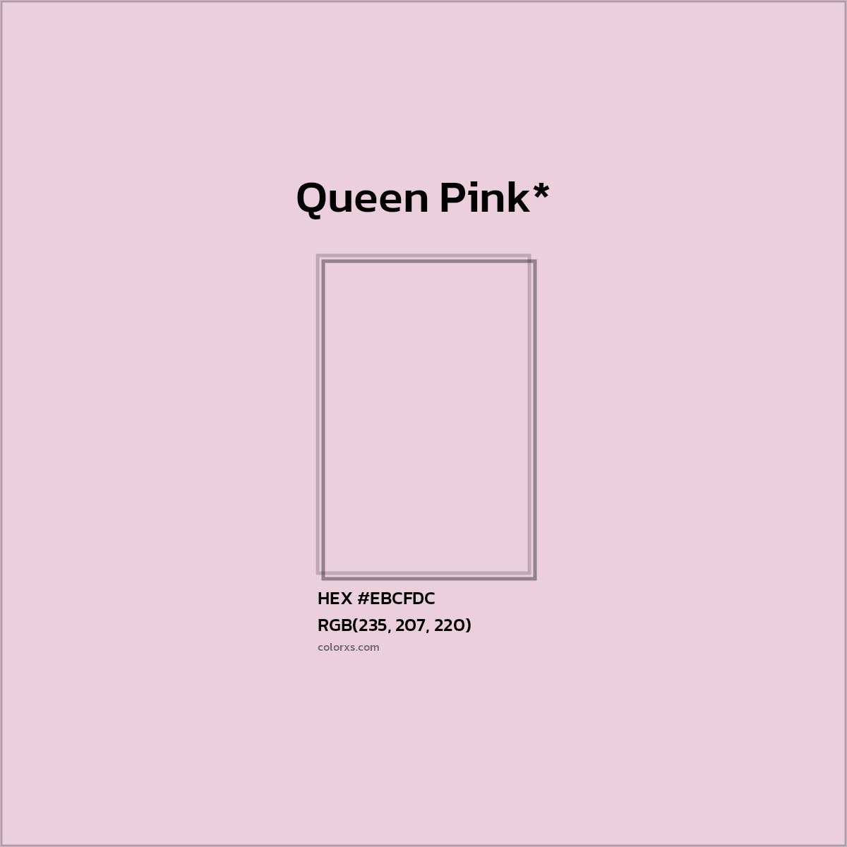 #EBCFDC hex color. RGB, RYB, CMYK, HSL, HSV codes and color conversions. Matching color names, palettes, paints.