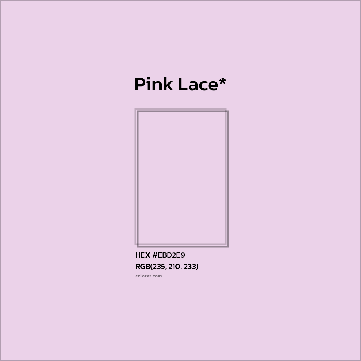 #EBD2E9 hex color. RGB, RYB, CMYK, HSL, HSV codes and color conversions. Matching color names, palettes, paints.
