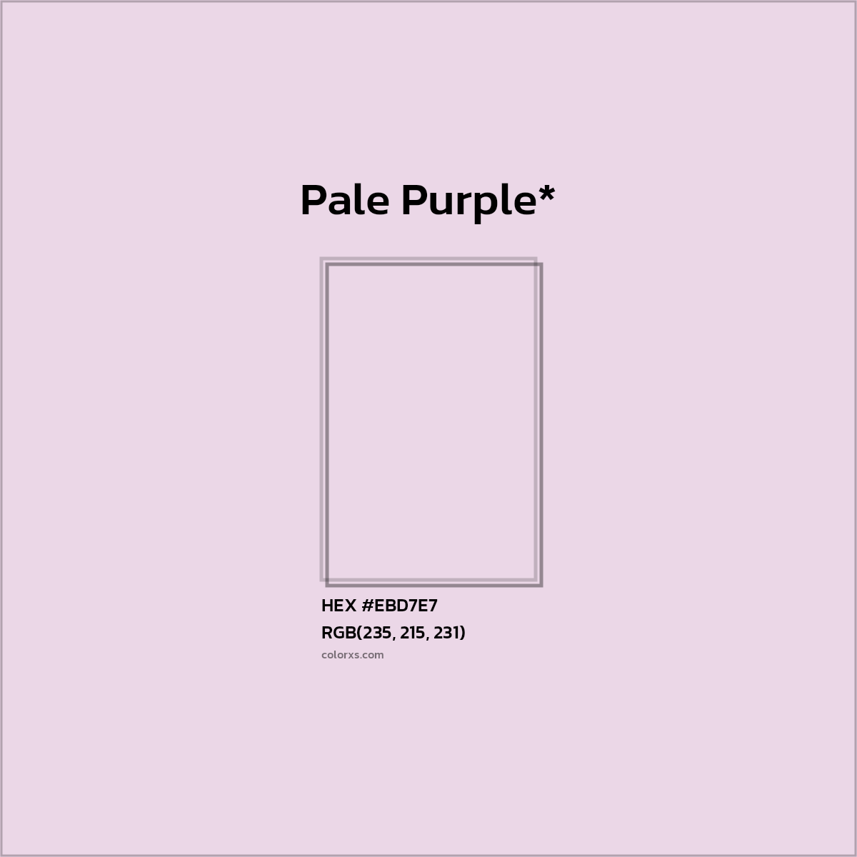 #EBD7E7 hex color. RGB, RYB, CMYK, HSL, HSV codes and color conversions. Matching color names, palettes, paints.