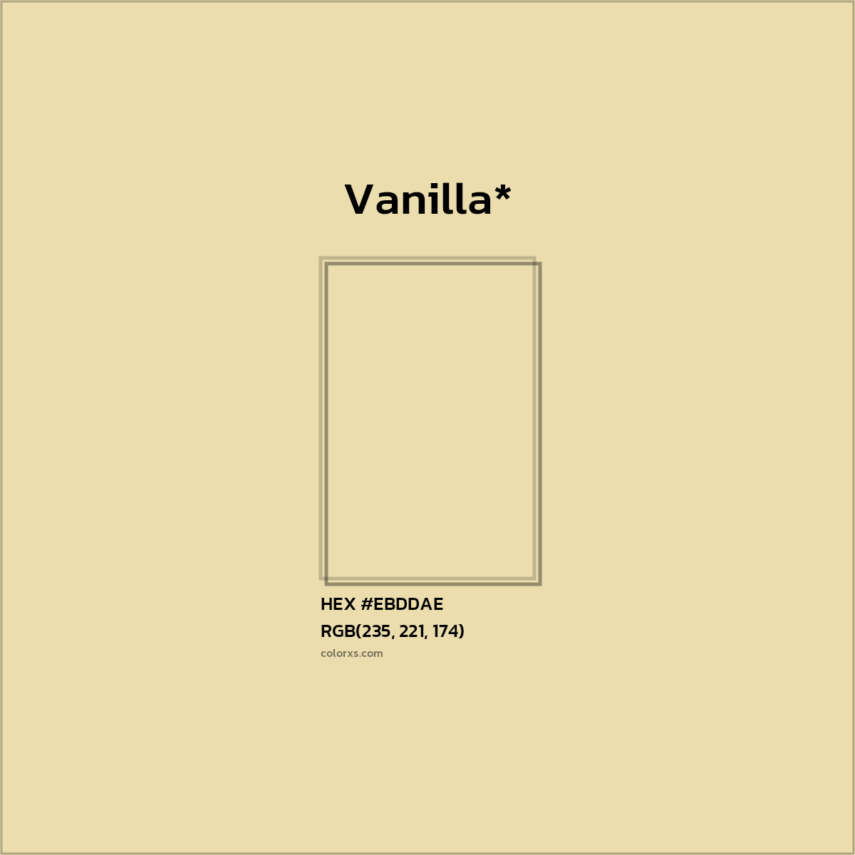 #EBDDAE hex color. RGB, RYB, CMYK, HSL, HSV codes and color conversions. Matching color names, palettes, paints.