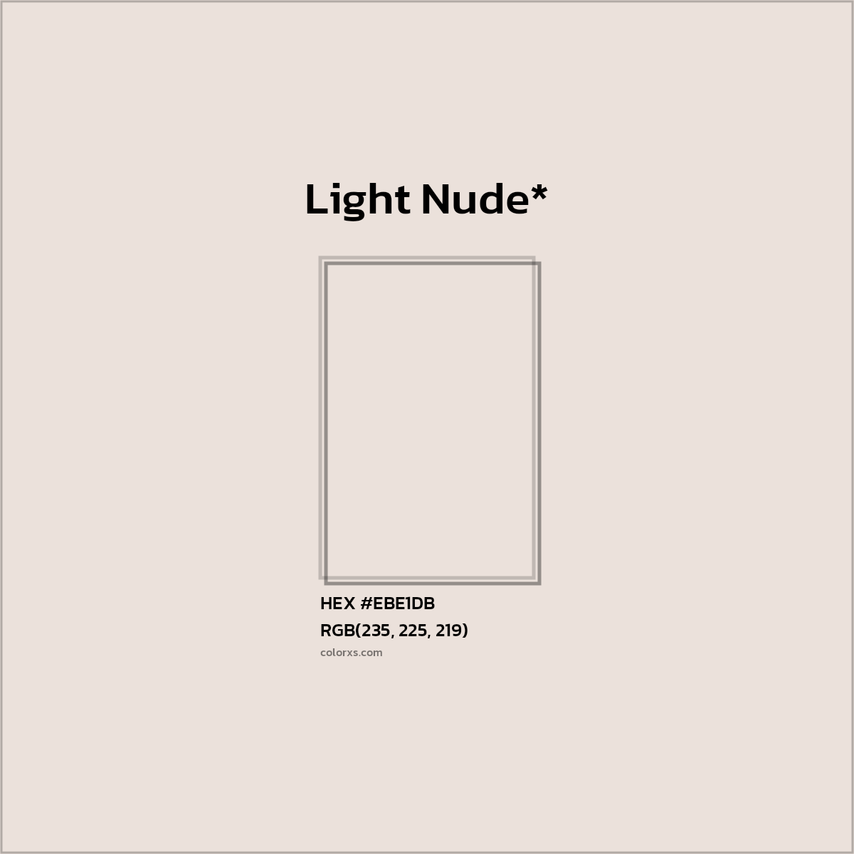 #EBE1DB hex color. RGB, RYB, CMYK, HSL, HSV codes and color conversions. Matching color names, palettes, paints.