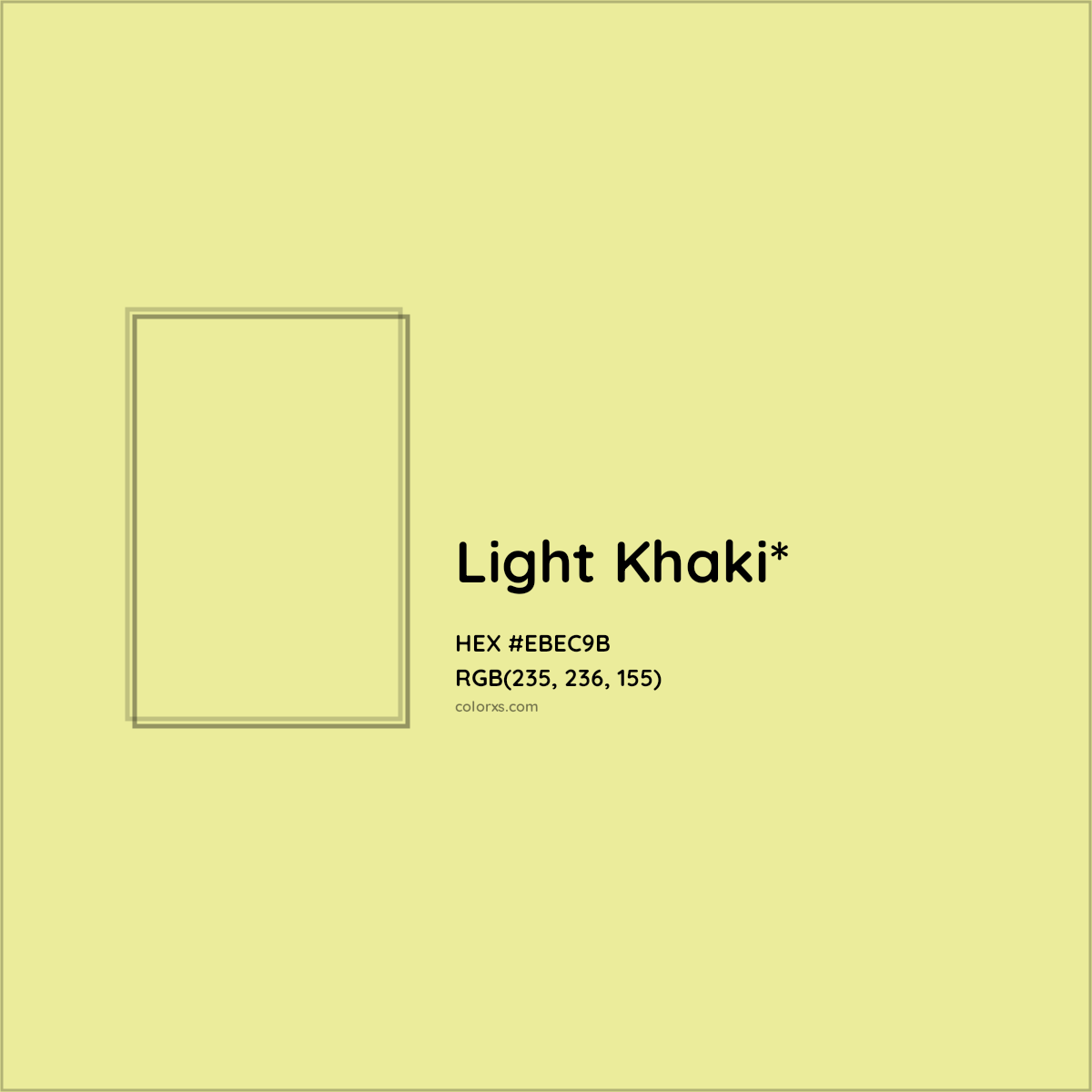 #EBEC9B hex color. RGB, RYB, CMYK, HSL, HSV codes and color conversions. Matching color names, palettes, paints.