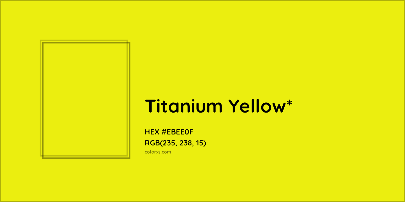 #EBEE0F hex color. RGB, RYB, CMYK, HSL, HSV codes and color conversions. Matching color names, palettes, paints.