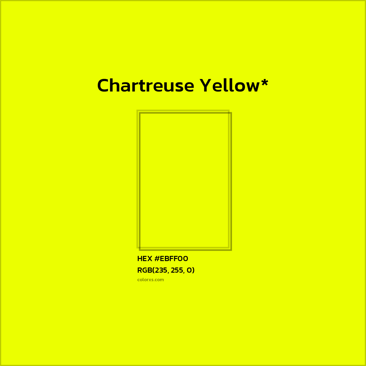 #EBFF00 hex color. RGB, RYB, CMYK, HSL, HSV codes and color conversions. Matching color names, palettes, paints.