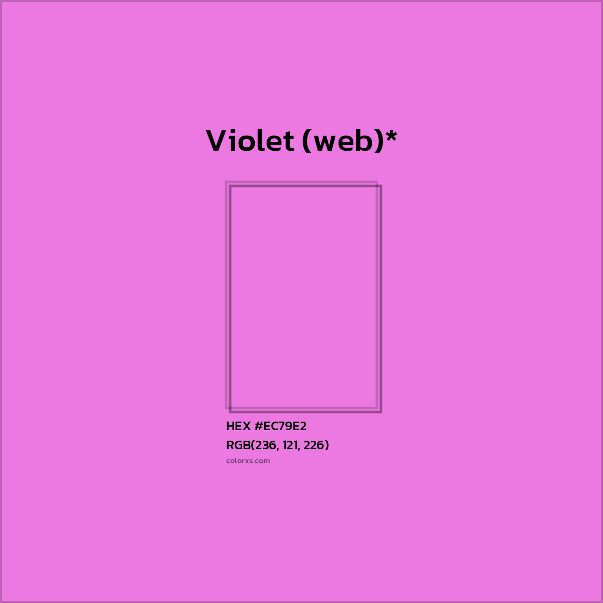 #EC79E2 hex color. RGB, RYB, CMYK, HSL, HSV codes and color conversions. Matching color names, palettes, paints.