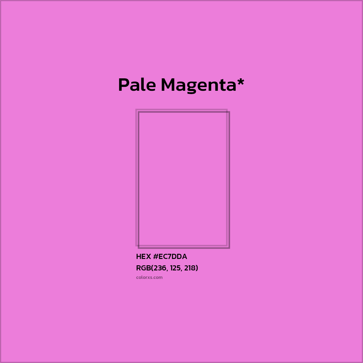 #EC7DDA hex color. RGB, RYB, CMYK, HSL, HSV codes and color conversions. Matching color names, palettes, paints.