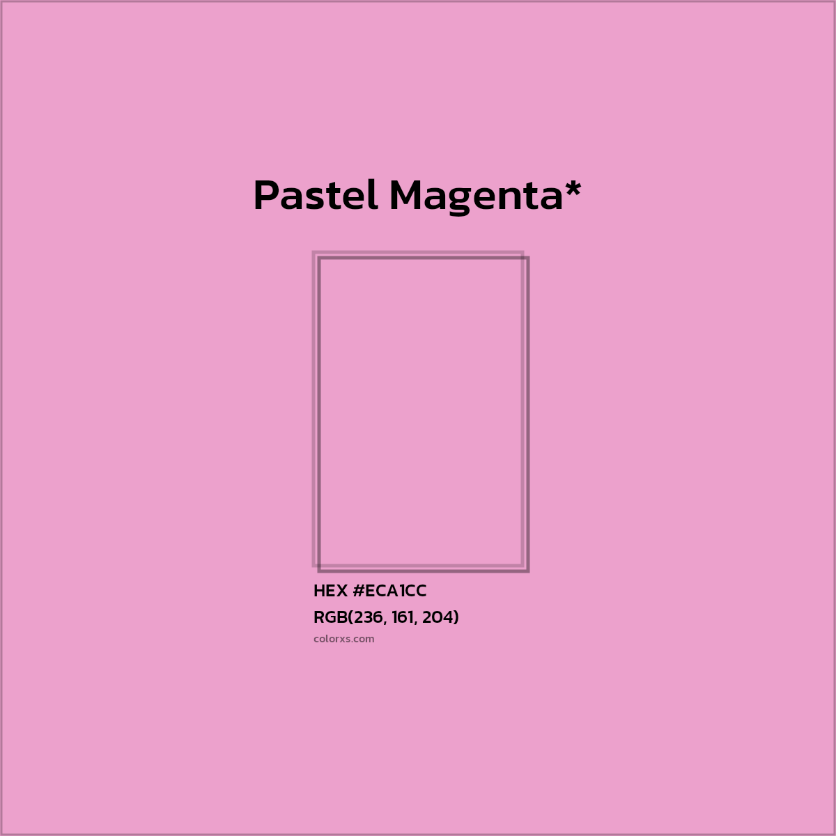 #ECA1CC hex color. RGB, RYB, CMYK, HSL, HSV codes and color conversions. Matching color names, palettes, paints.