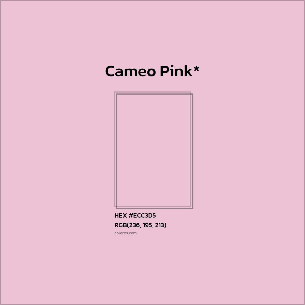 #ECC3D5 hex color. RGB, RYB, CMYK, HSL, HSV codes and color conversions. Matching color names, palettes, paints.
