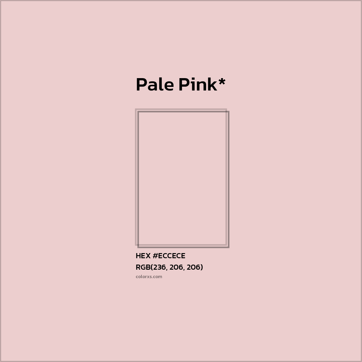 #ECCECE hex color. RGB, RYB, CMYK, HSL, HSV codes and color conversions. Matching color names, palettes, paints.