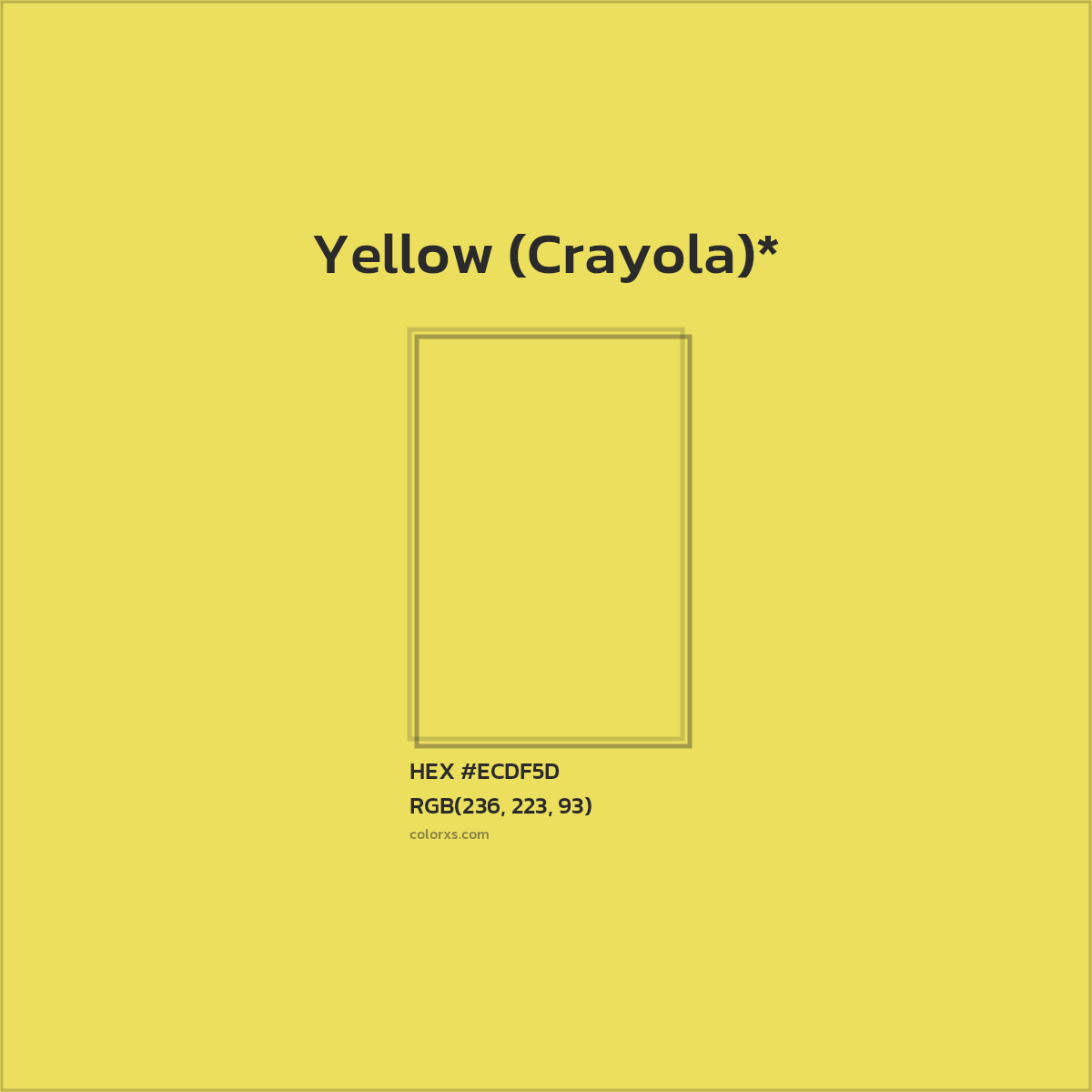 #ECDF5D hex color. RGB, RYB, CMYK, HSL, HSV codes and color conversions. Matching color names, palettes, paints.