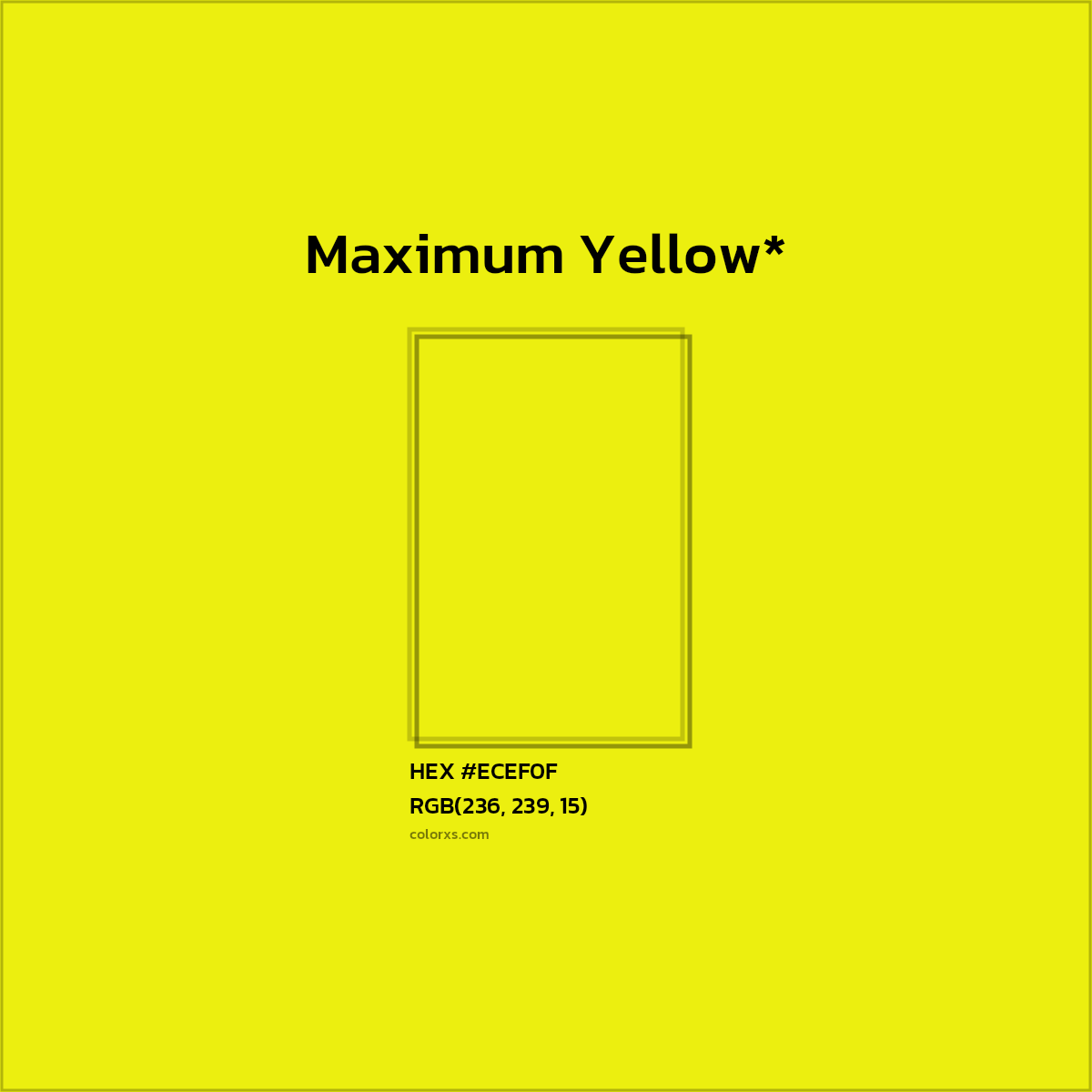 #ECEF0F hex color. RGB, RYB, CMYK, HSL, HSV codes and color conversions. Matching color names, palettes, paints.