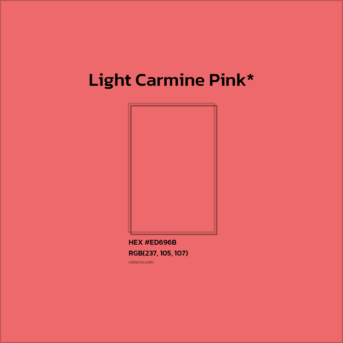#ED696B hex color. RGB, RYB, CMYK, HSL, HSV codes and color conversions. Matching color names, palettes, paints.