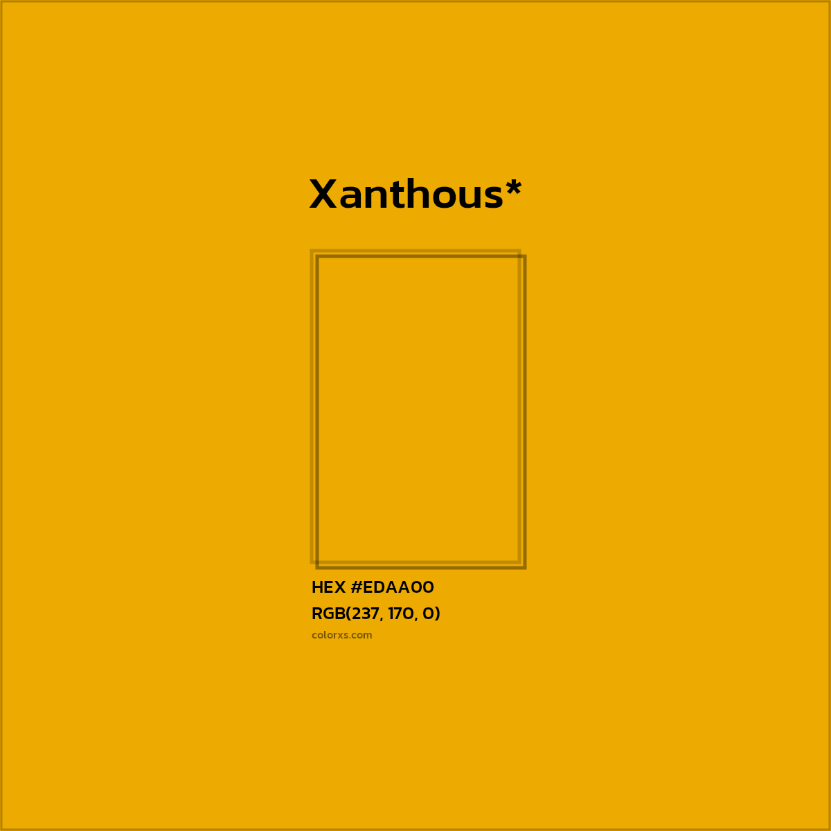 #EDAA00 hex color. RGB, RYB, CMYK, HSL, HSV codes and color conversions. Matching color names, palettes, paints.