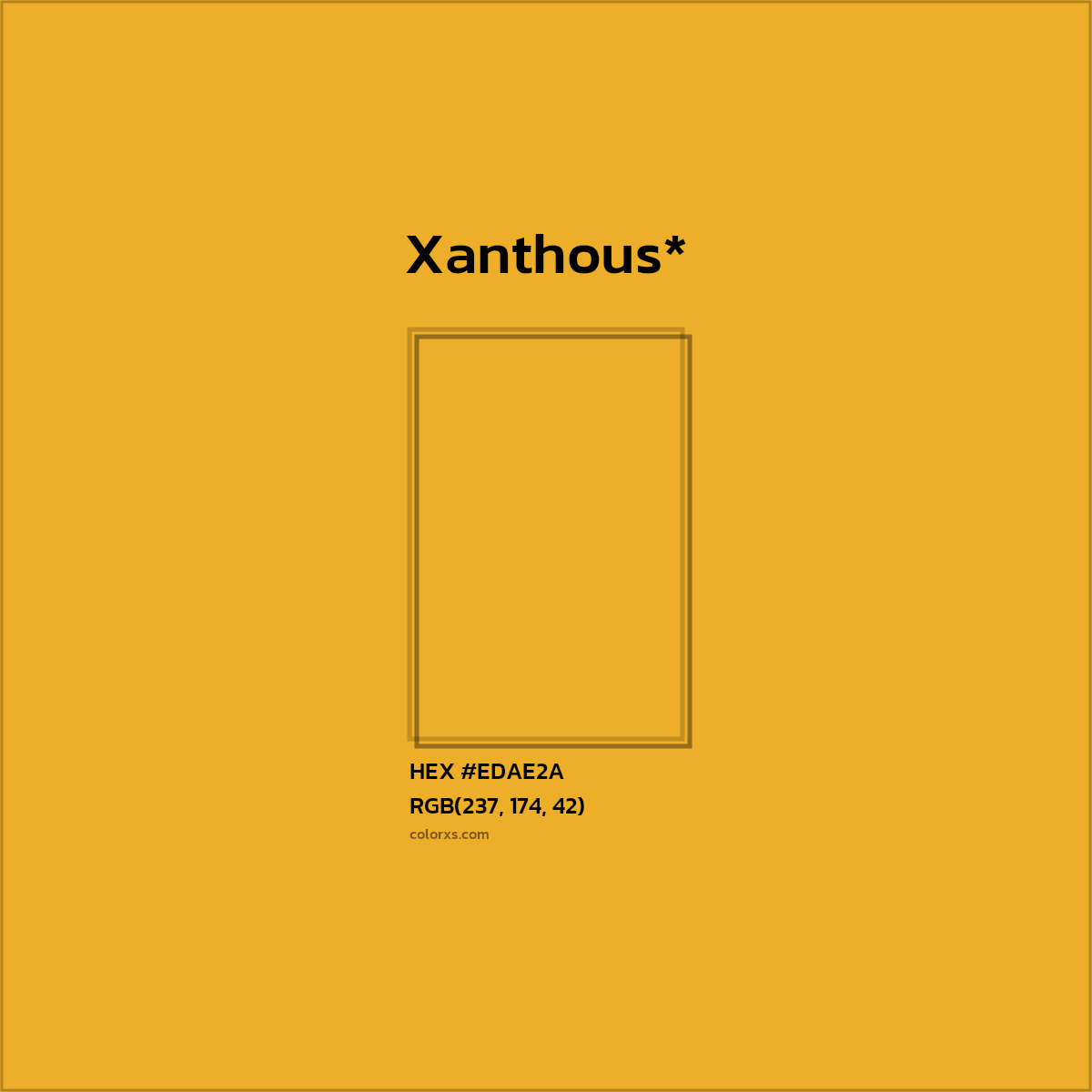 #EDAE2A hex color. RGB, RYB, CMYK, HSL, HSV codes and color conversions. Matching color names, palettes, paints.
