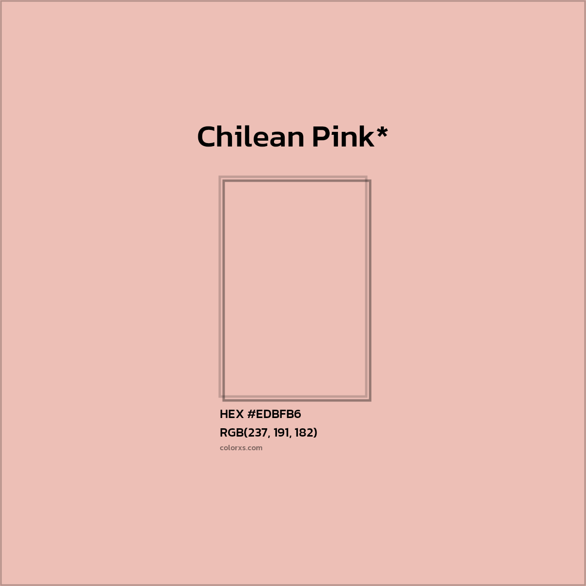 #EDBFB6 hex color. RGB, RYB, CMYK, HSL, HSV codes and color conversions. Matching color names, palettes, paints.