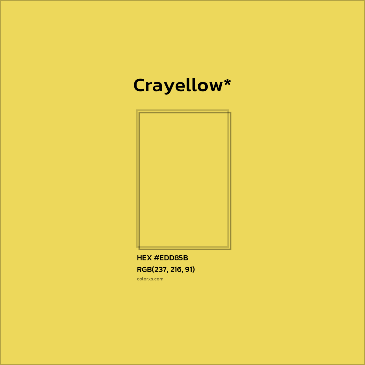 #EDD85B hex color. RGB, RYB, CMYK, HSL, HSV codes and color conversions. Matching color names, palettes, paints.
