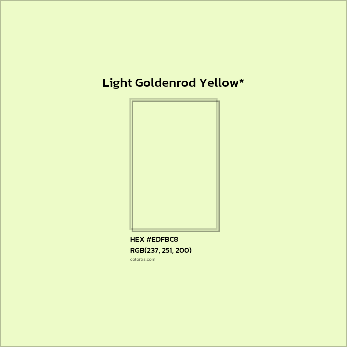 #EDFBC8 hex color. RGB, RYB, CMYK, HSL, HSV codes and color conversions. Matching color names, palettes, paints.