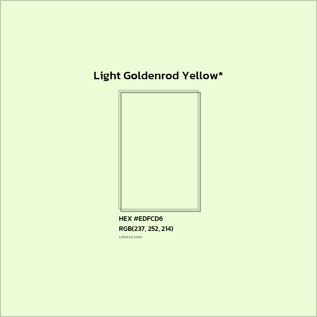 #EDFCD6 hex color. RGB, RYB, CMYK, HSL, HSV codes and color conversions. Matching color names, palettes, paints.
