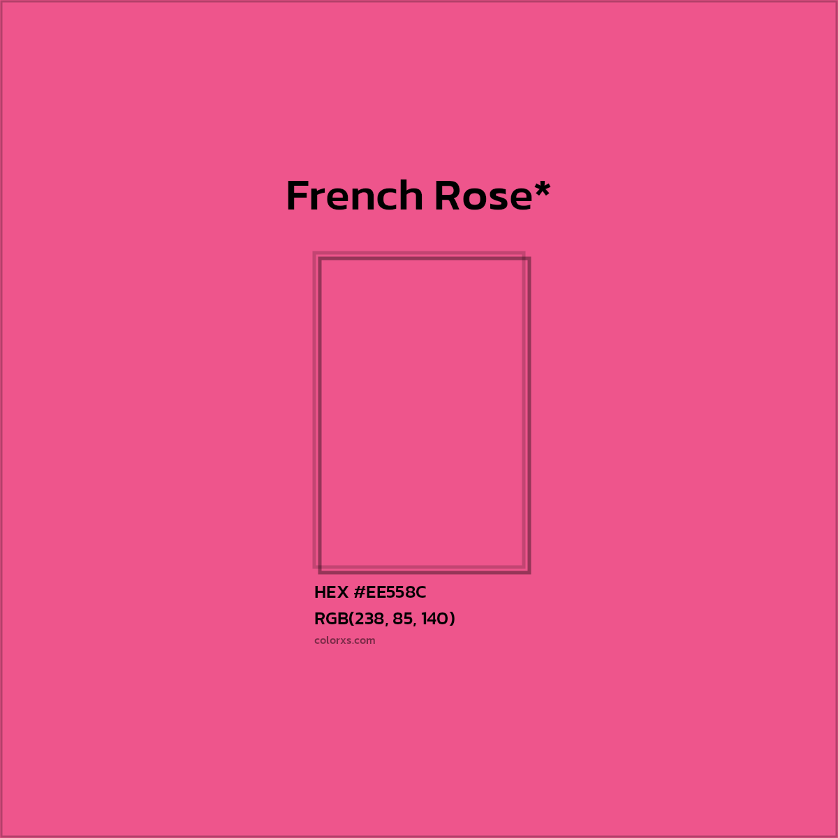 #EE558C hex color. RGB, RYB, CMYK, HSL, HSV codes and color conversions. Matching color names, palettes, paints.