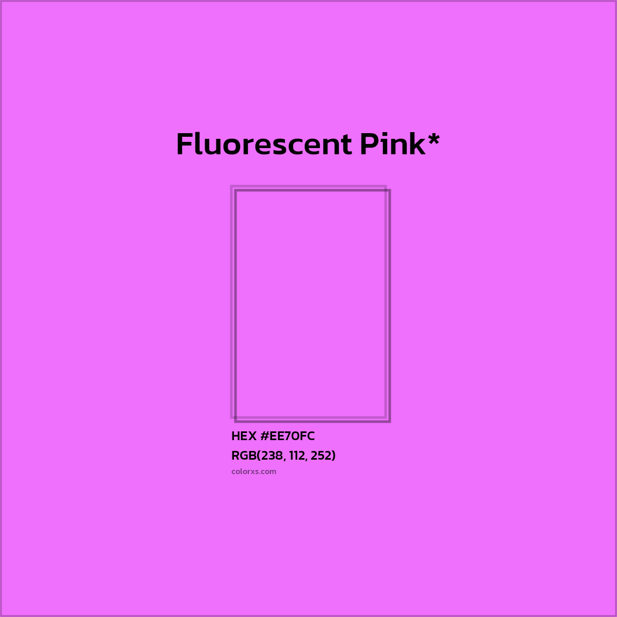 #EE70FC hex color. RGB, RYB, CMYK, HSL, HSV codes and color conversions. Matching color names, palettes, paints.