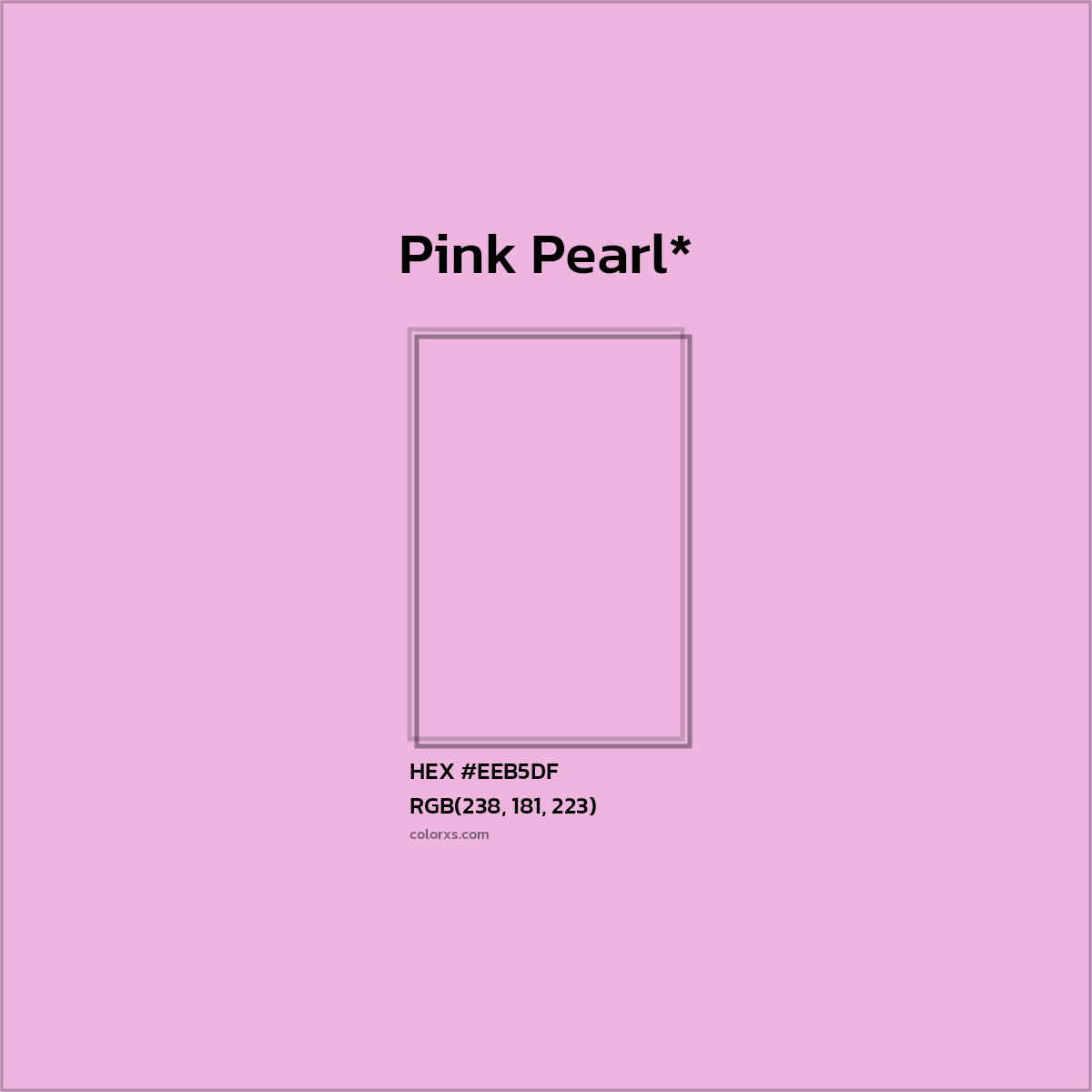 #EEB5DF hex color. RGB, RYB, CMYK, HSL, HSV codes and color conversions. Matching color names, palettes, paints.