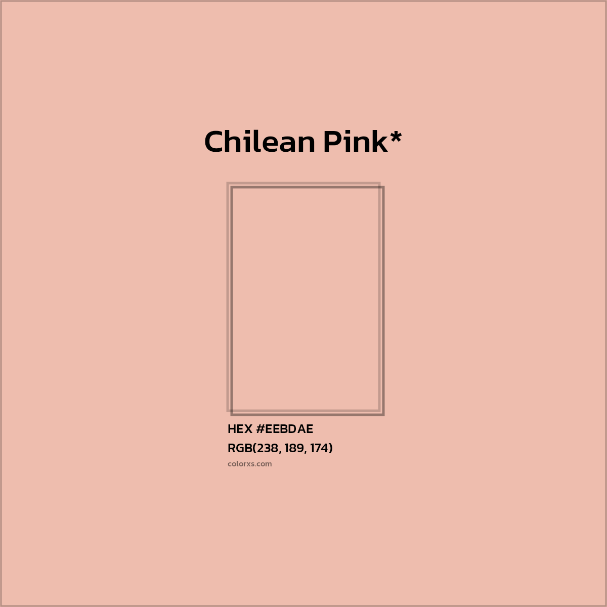 #EEBDAE hex color. RGB, RYB, CMYK, HSL, HSV codes and color conversions. Matching color names, palettes, paints.