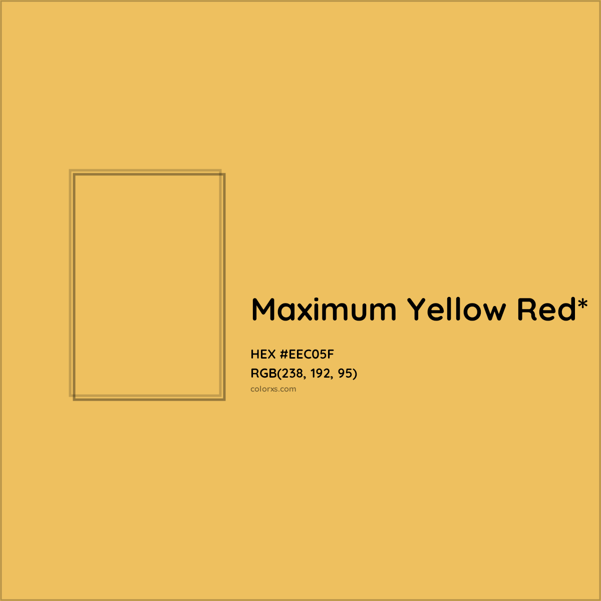 #EEC05F hex color. RGB, RYB, CMYK, HSL, HSV codes and color conversions. Matching color names, palettes, paints.