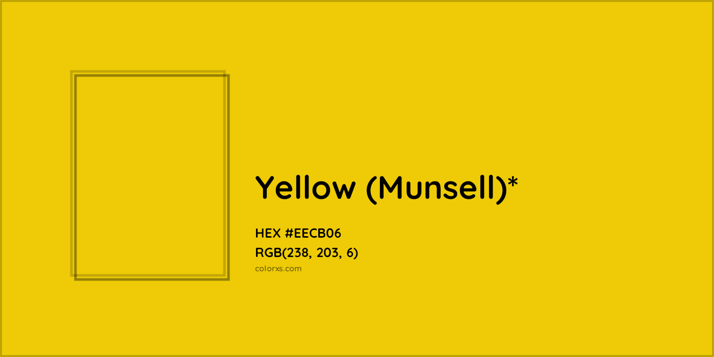 #EECB06 hex color. RGB, RYB, CMYK, HSL, HSV codes and color conversions. Matching color names, palettes, paints.