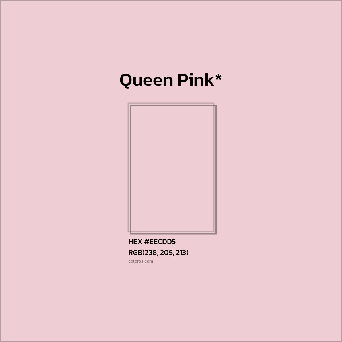 #EECDD5 hex color. RGB, RYB, CMYK, HSL, HSV codes and color conversions. Matching color names, palettes, paints.