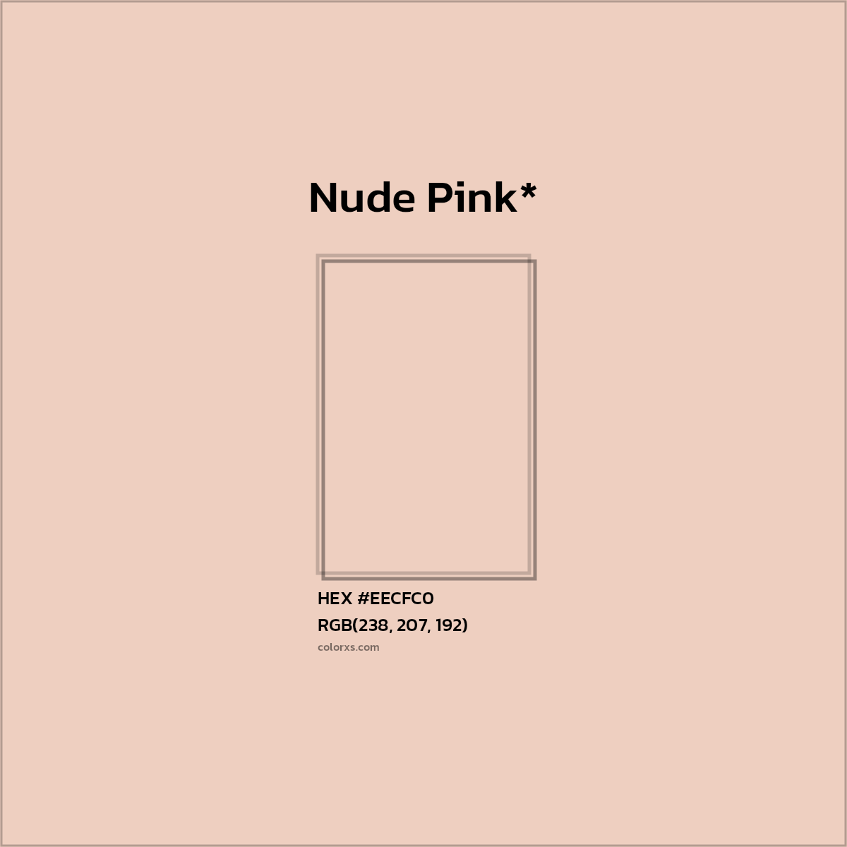 #EECFC0 hex color. RGB, RYB, CMYK, HSL, HSV codes and color conversions. Matching color names, palettes, paints.