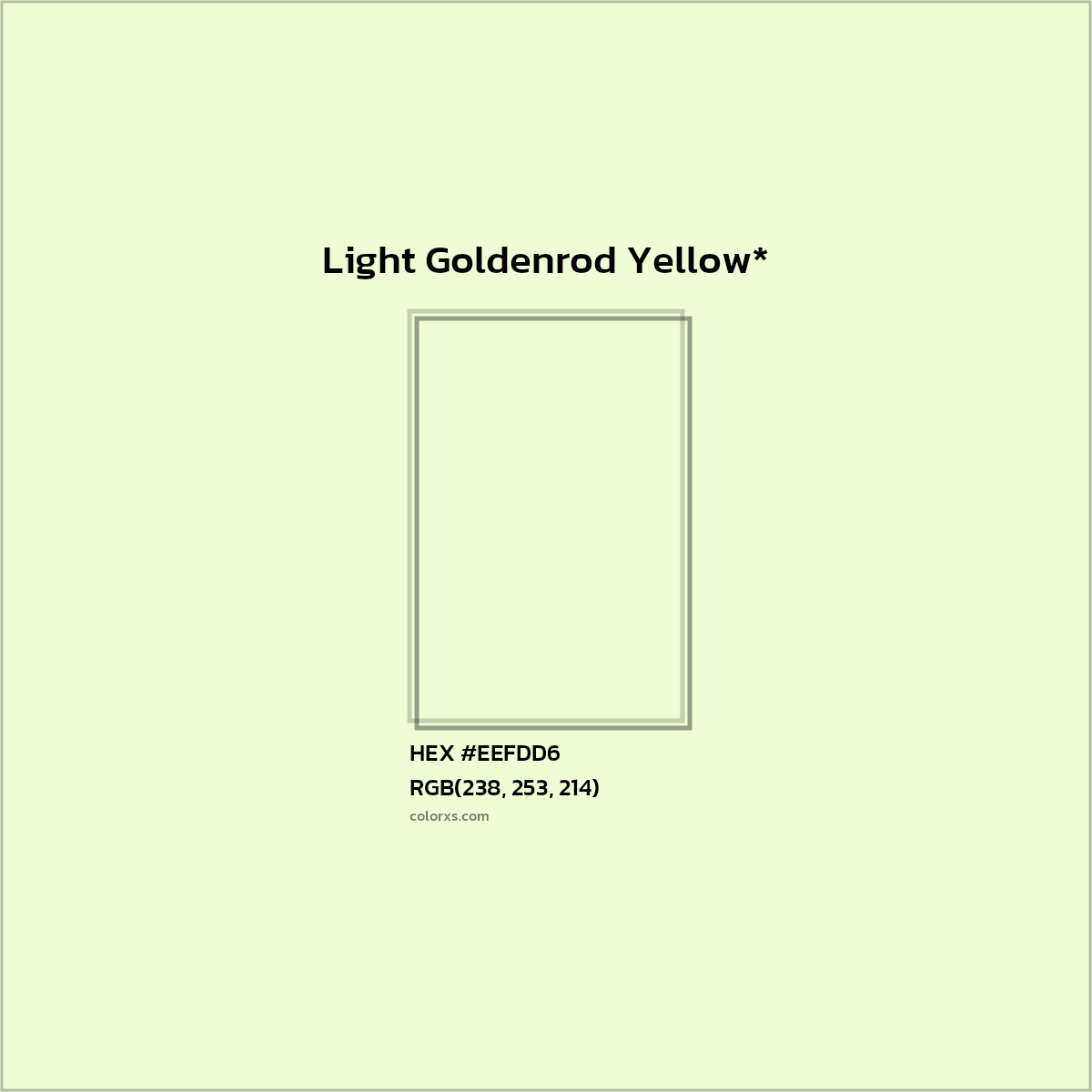 #EEFDD6 hex color. RGB, RYB, CMYK, HSL, HSV codes and color conversions. Matching color names, palettes, paints.