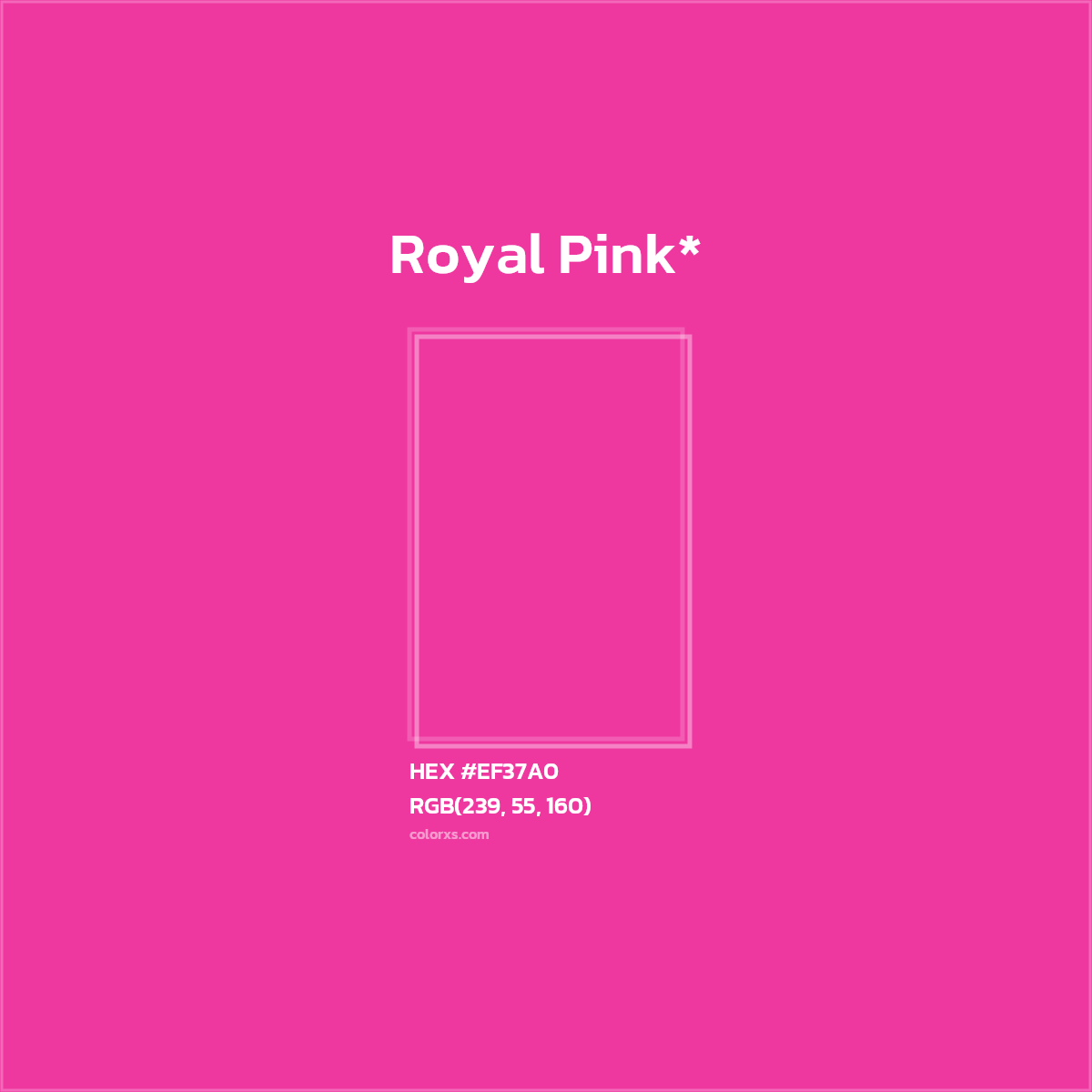 #EF37A0 hex color. RGB, RYB, CMYK, HSL, HSV codes and color conversions. Matching color names, palettes, paints.