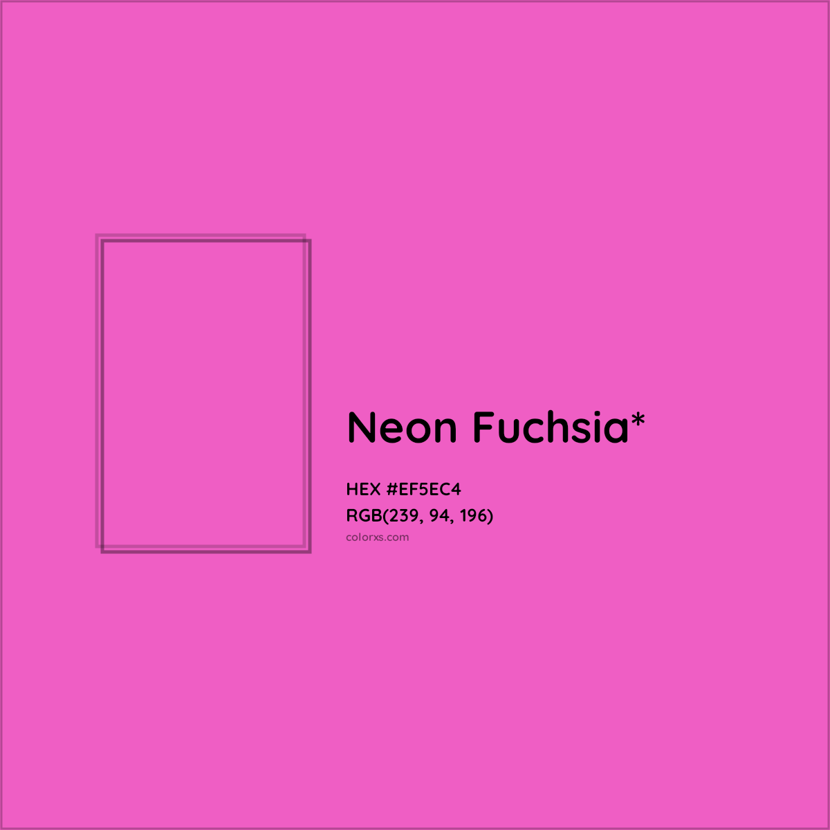 #EF5EC4 hex color. RGB, RYB, CMYK, HSL, HSV codes and color conversions. Matching color names, palettes, paints.