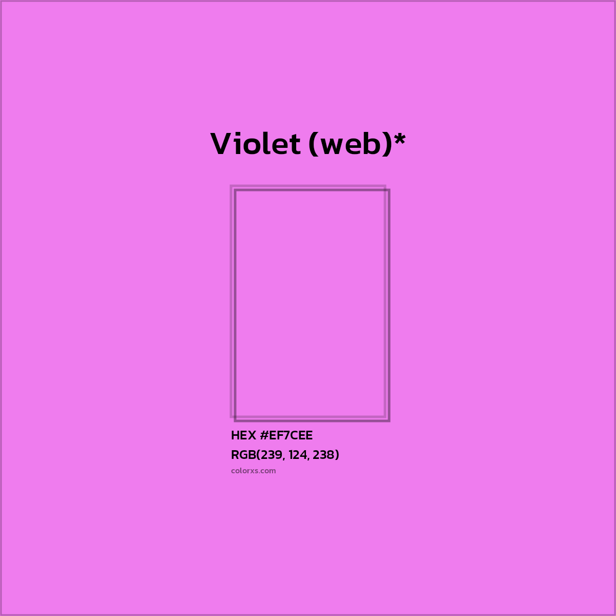 #EF7CEE hex color. RGB, RYB, CMYK, HSL, HSV codes and color conversions. Matching color names, palettes, paints.