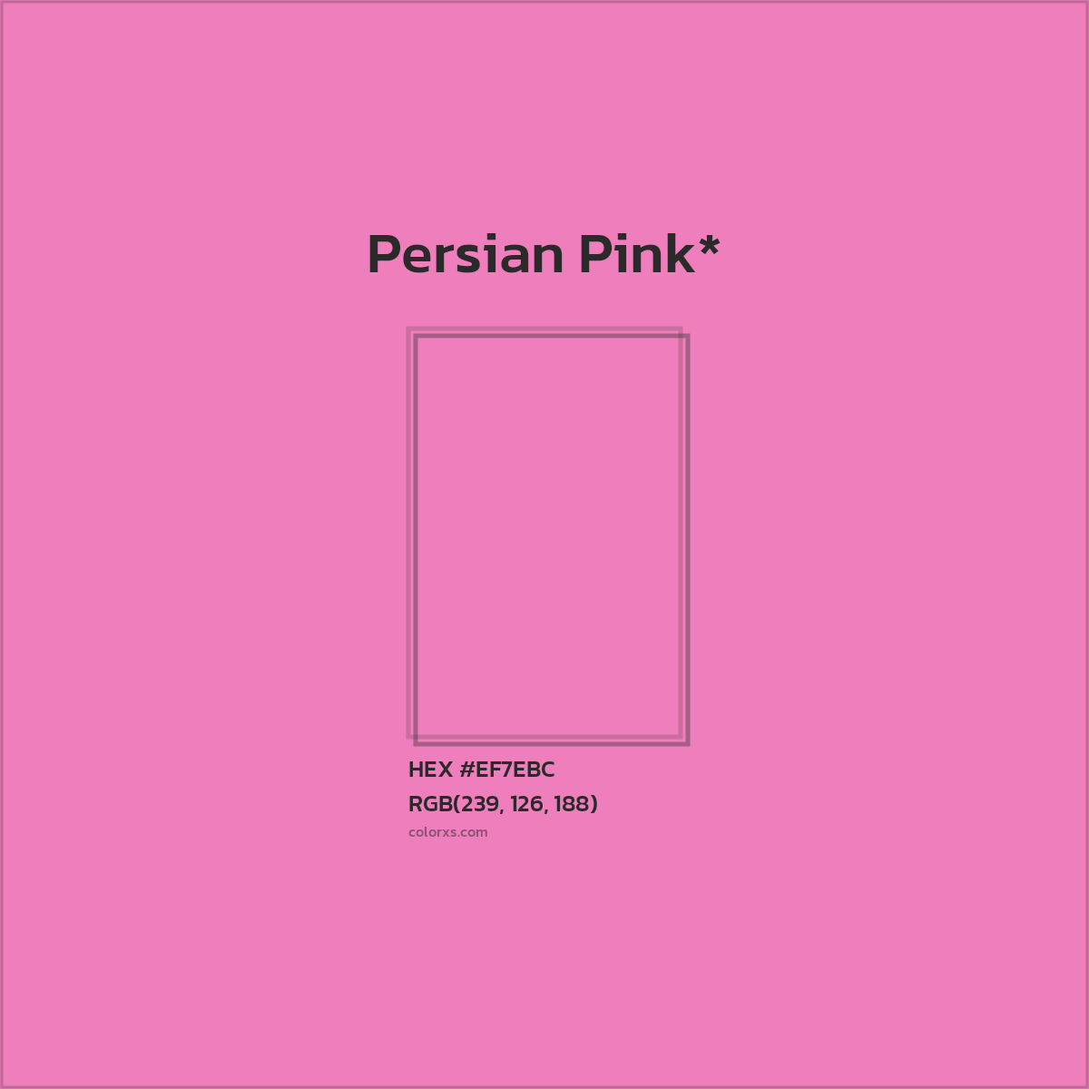 #EF7EBC hex color. RGB, RYB, CMYK, HSL, HSV codes and color conversions. Matching color names, palettes, paints.