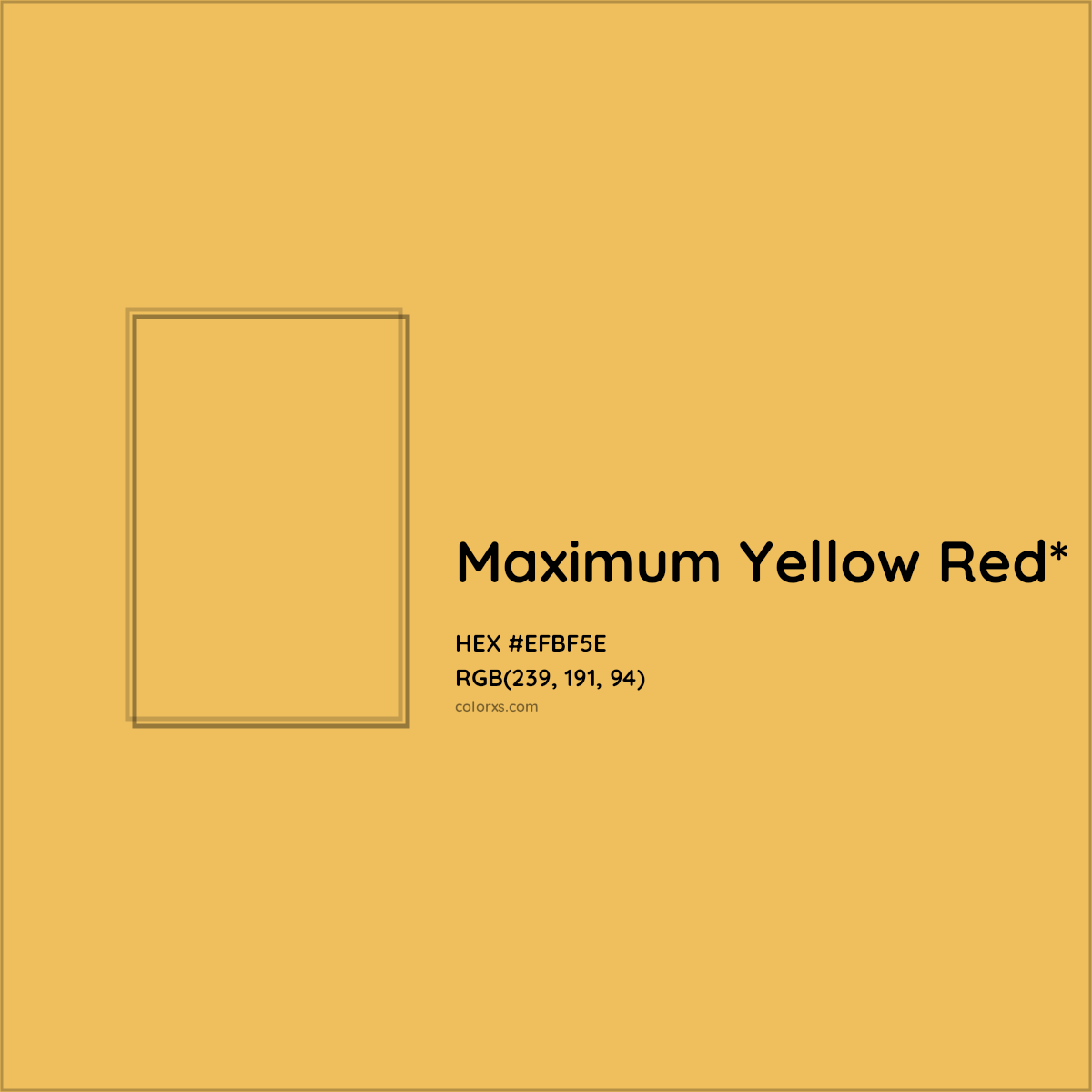#EFBF5E hex color. RGB, RYB, CMYK, HSL, HSV codes and color conversions. Matching color names, palettes, paints.