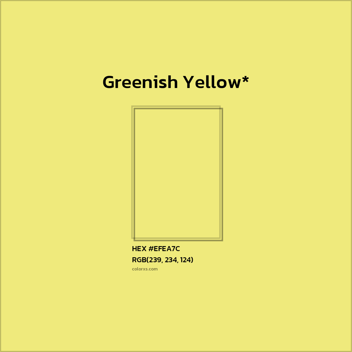 #EFEA7C hex color. RGB, RYB, CMYK, HSL, HSV codes and color conversions. Matching color names, palettes, paints.