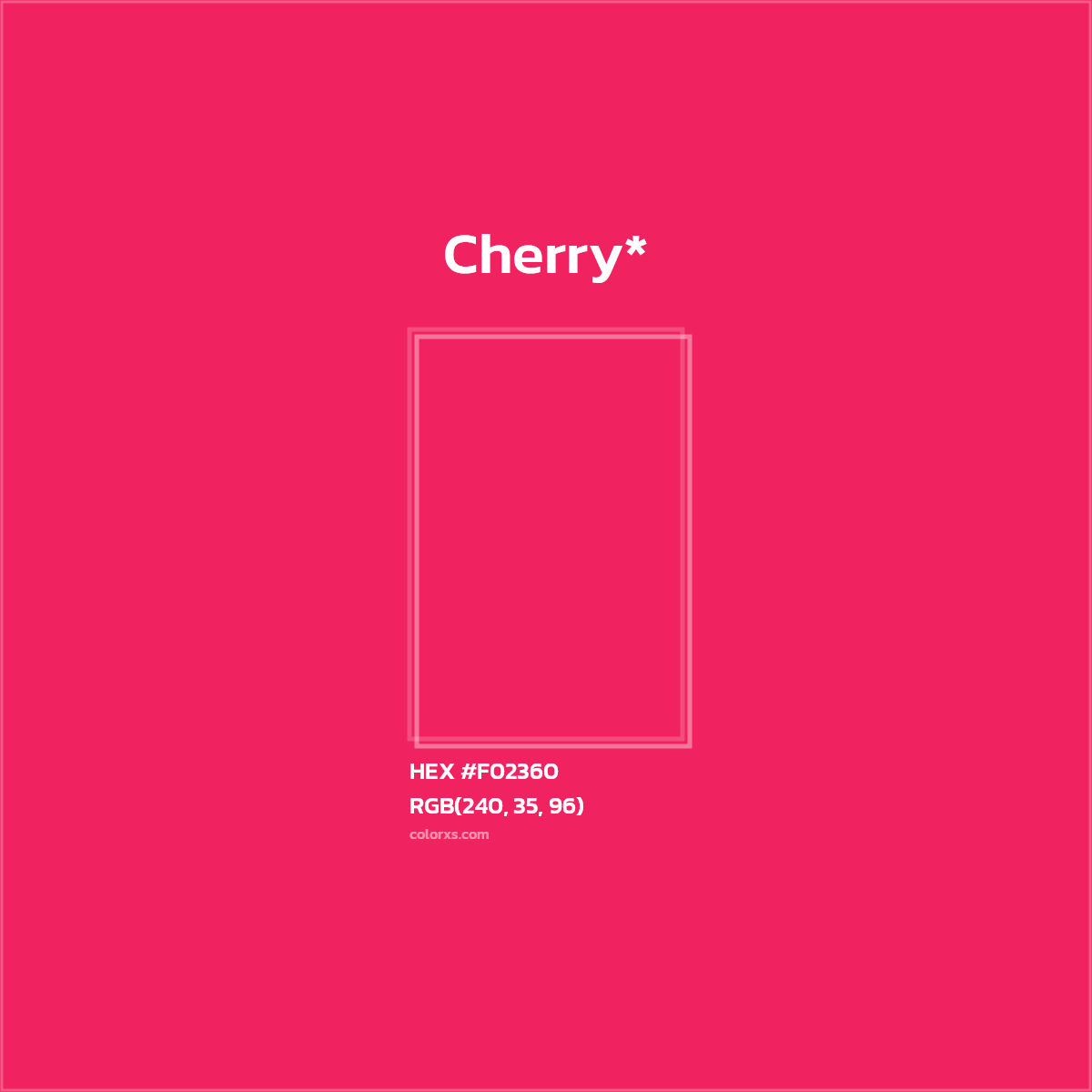 #F02360 hex color. RGB, RYB, CMYK, HSL, HSV codes and color conversions. Matching color names, palettes, paints.
